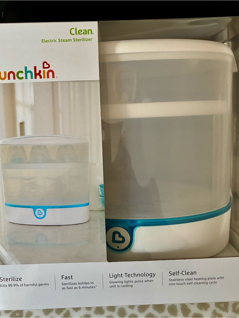 Munchkin White & Teal Electric Steam Sterilizer - 3-Tier Baby Bottle Sterilizer